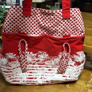 VOLCOM Red and White Tote Bag